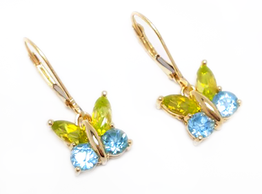 14kt YG Peridot and Blue Topaz Butterfly Dangles