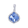 14kt WG Chatham Aqua Spinel Lab Diamond Pendant