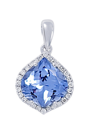 14kt WG Chatham Aqua Spinel Lab Diamond Pendant