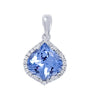 14kt WG Chatham Aqua Spinel Lab Diamond Pendant