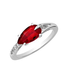 14kt WG Chatham Ruby Lab Diamond Ring