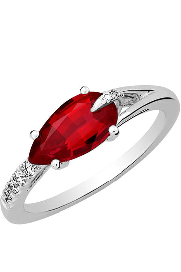 14kt WG Chatham Ruby Lab Diamond Ring
