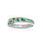 On rhodium-plated sterling silver, it is decorated with a multitude of colors from hand-painted Italian enamel finished with details of pave-set stones