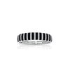 Black and white striped bangle with silver hinge clasp