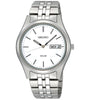 Stainless steel white dial solar watch