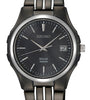 Black plated stainless steel black dial solar watch 