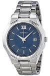 Solar blue dial stainless steel watch 