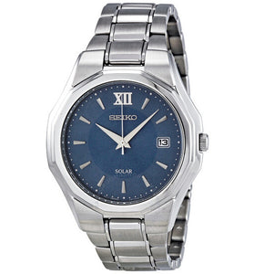 Solar blue dial stainless steel watch 