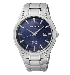 Stainless steel blue dial solar watch 