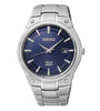 Stainless steel blue dial solar watch 