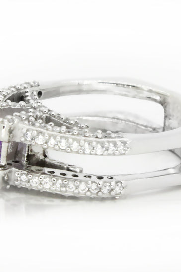 Sterling Silver Amethyst V Ring