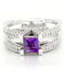 Sterling Silver Amethyst V Ring