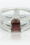 Sterling Silver Garnet V Ring