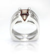 Sterling Silver Garnet V Ring