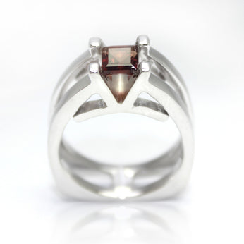 Sterling Silver Garnet V Ring