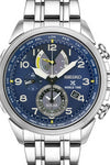 Stainless steel Prospex Solar Word Time Blue Dial Men's Watch