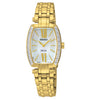 Stainless steel gold toned pearl dial watch 