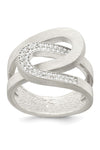 Sterling silver interlocked ring with accents of cubic zirconia stones