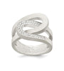 Sterling silver interlocked ring with accents of cubic zirconia stones