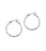 Twisted sterling silver hoop earrings with a wire and clutch closure