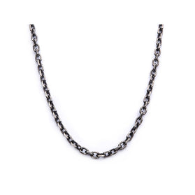 Knife-edge chain necklace, silver-tone stainless steel, antique link pattern