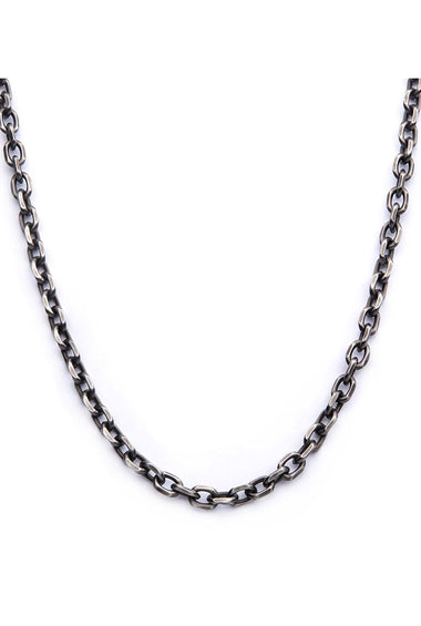 Knife-edge chain necklace, silver-tone stainless steel, antique link pattern