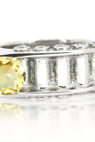 Bold asymmetrical ring with round citrine stone and sterling silver