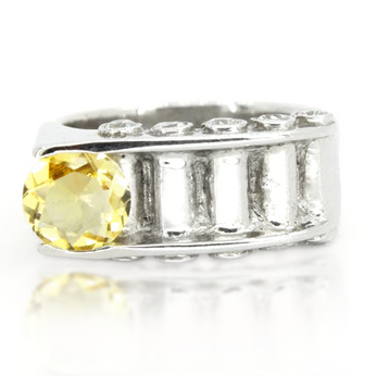 Bold asymmetrical ring with round citrine stone and sterling silver
