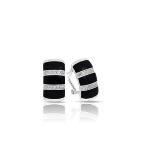 Sterling silver earring showing Black Onyx and white stones in a stripe pattern