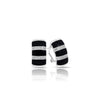 Sterling silver and black enamel stripe hoop earrings with crystal border