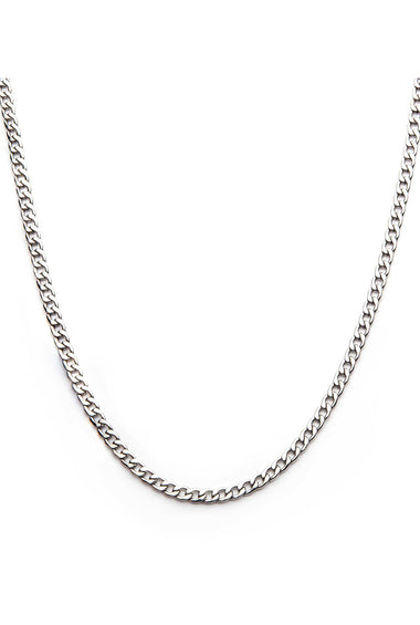 Silver curb chain necklace, classic link style, 6mm width