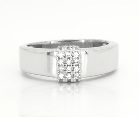 Sterling silver square pave ring with rectangular pavé center