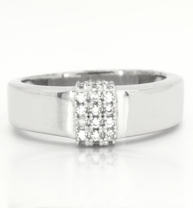 elegant square pave sterling silver ring with cubic zirconias 