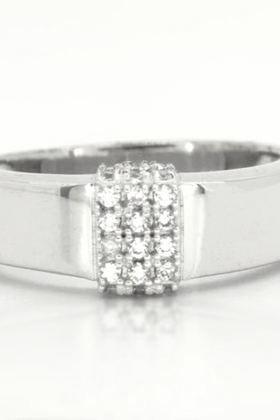 elegant square pave sterling silver ring with cubic zirconias 