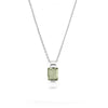 Sterling silver pendant necklace with rectangular green amethyst gemstone bezel