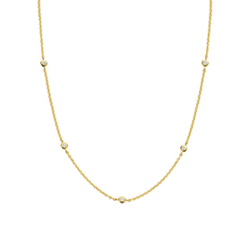 Gold-tone station chain necklace with small round pavé stations