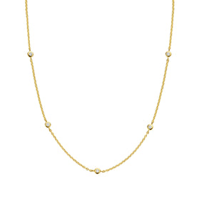 Gold-tone station chain necklace with small round pavé stations