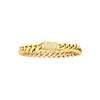 Gold-tone Cuban chain bracelet with wide links and square diamond-style stud panel