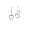 Sterling silver heart earrings with white enamel center and crystal border