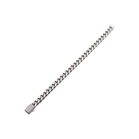 Stainless steel Miami Cuban chain bracelet with rectangular pave clasp and diamond-like stones