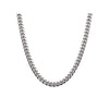 Stainless steel Cuban link chain necklace, silver-tone curb links