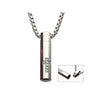 Stainless steel memorial cross pendant with box chain, cylindrical locket