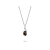 Sterling silver pendant with twisted pear smokey quartz stone, hanging on chain