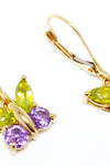 14kt YG Peridot and Amethyst Butterfly Dangles