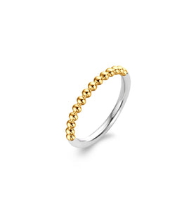 Sterling silver bead ring with gold-tone spherical bead band