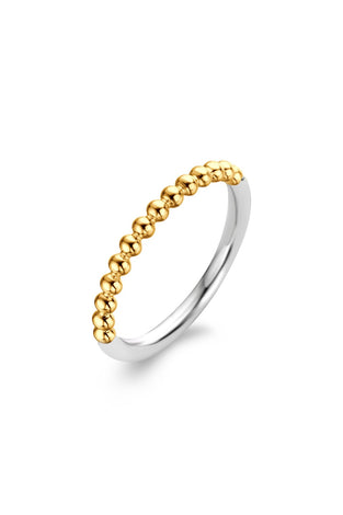 Sterling silver bead ring with gold-tone spherical bead band