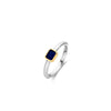 Sterling silver ring with square blue bezel gemstone