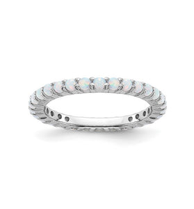 Sterling silver stackable opal ring with oval opal segments along the band