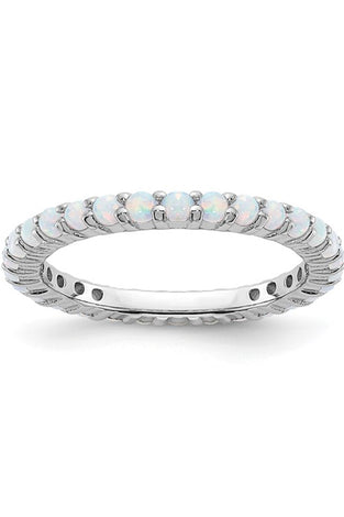 Sterling silver stackable opal ring with oval opal segments along the band
