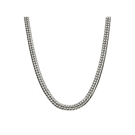 Stainless steel curb chain necklace, silver-tone 8mm dome links